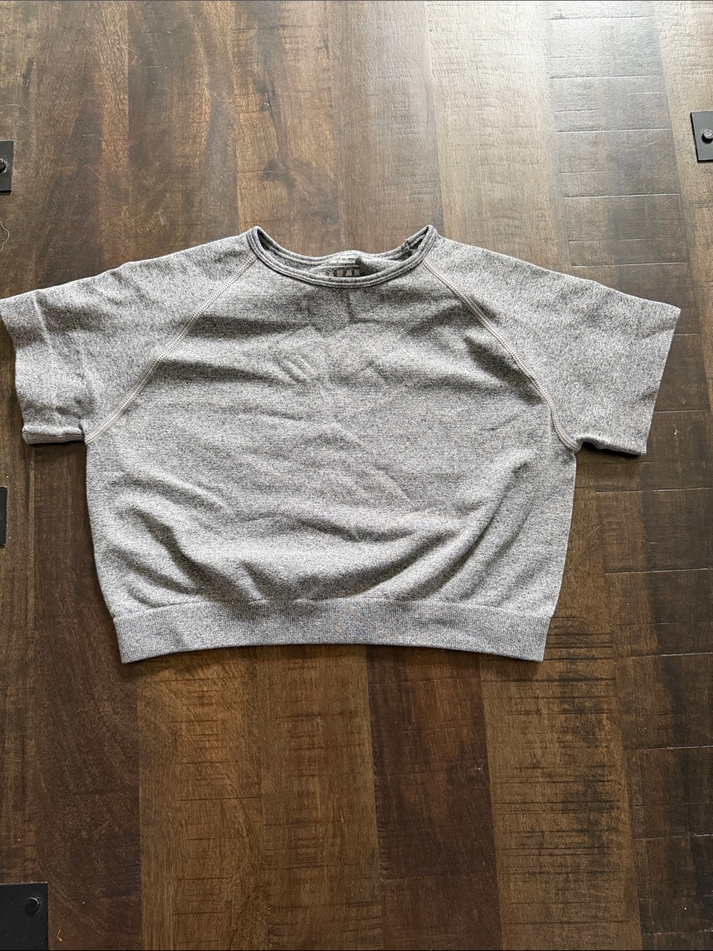 Gray Short Sleeve Sweatshirt Top